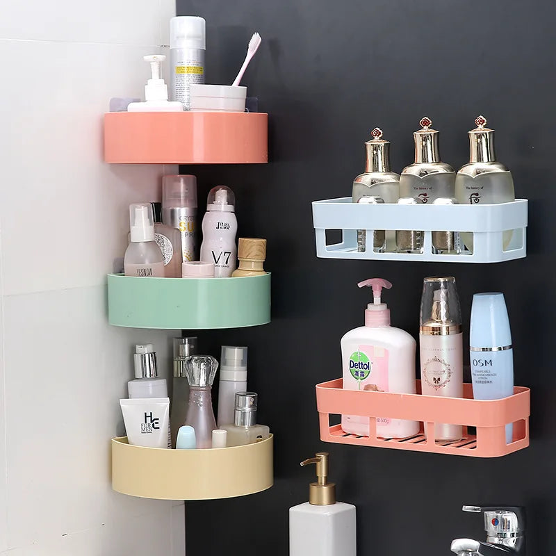 1 PCs Bathroom Shelf Bathroom Adhesive Storage Rack Kitchen Home Decoration
