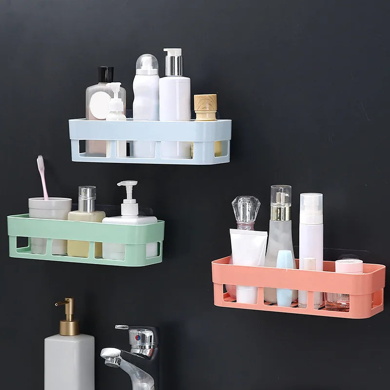 1 PCs Bathroom Shelf Bathroom Adhesive Storage Rack Kitchen Home Decoration