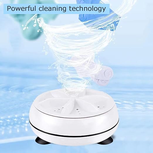 Portable USB Travel Turbo Mini Washer | Ultrasonic Rotating Turbine Washing Machine for Socks Underwear Dishes Clothes