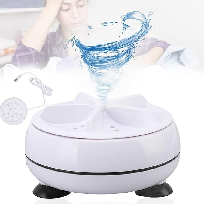 Portable USB Travel Turbo Mini Washer | Ultrasonic Rotating Turbine Washing Machine for Socks Underwear Dishes Clothes