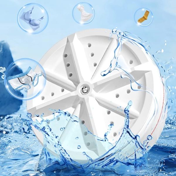 Portable USB Travel Turbo Mini Washer | Ultrasonic Rotating Turbine Washing Machine for Socks Underwear Dishes Clothes