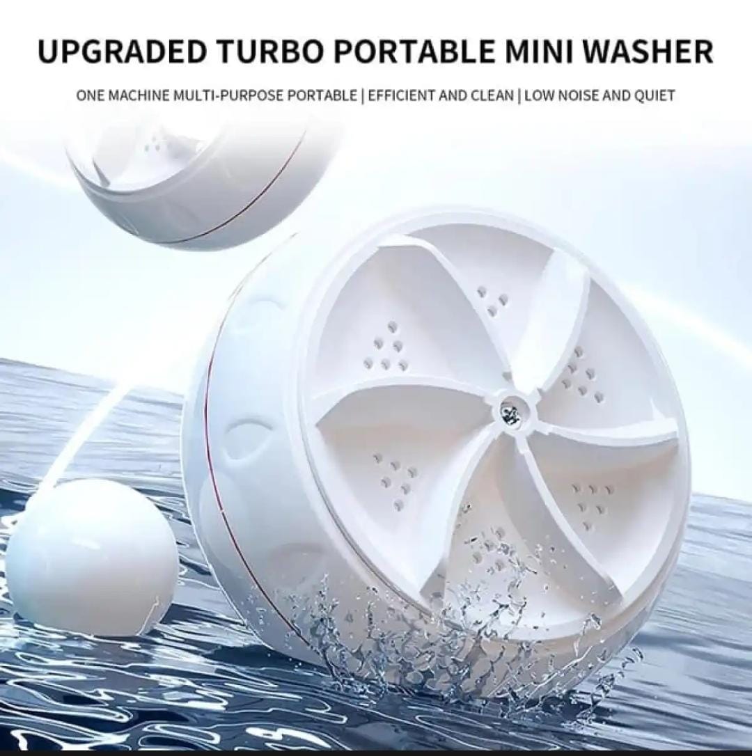Portable USB Travel Turbo Mini Washer | Ultrasonic Rotating Turbine Washing Machine for Socks Underwear Dishes Clothes