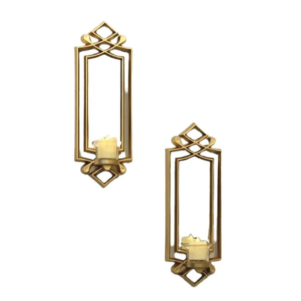 2 Pcs Fancy Wall Mirror & Candle Stand